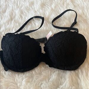 Victoria Secret PINK Push Up Black Lace Bra 32C